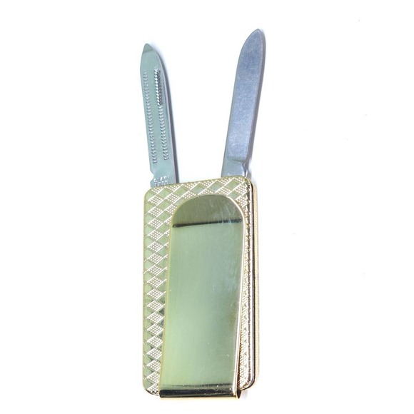 Colonial Accessories Vintage Colonial Stainless Money Clip Pocket Knife Nail File Diamond